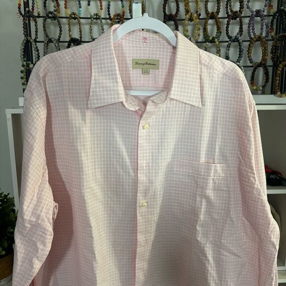 TOMMY BAHAMA dress shirt Men's Pink Checkered Shirt button up - Picture 3 of 8